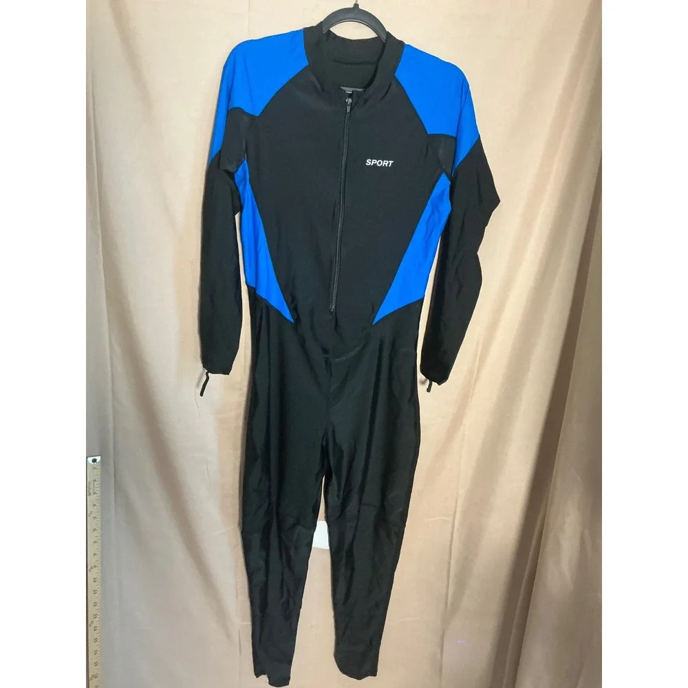 DEHAI Full Body Wetsuit Unisex Large Black Blue 1mm Front Zip Sport Excellent
